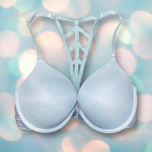 Victoria's Secret PINK Women’s Blue Front Closure Strappy Racerback Bra Size 32D